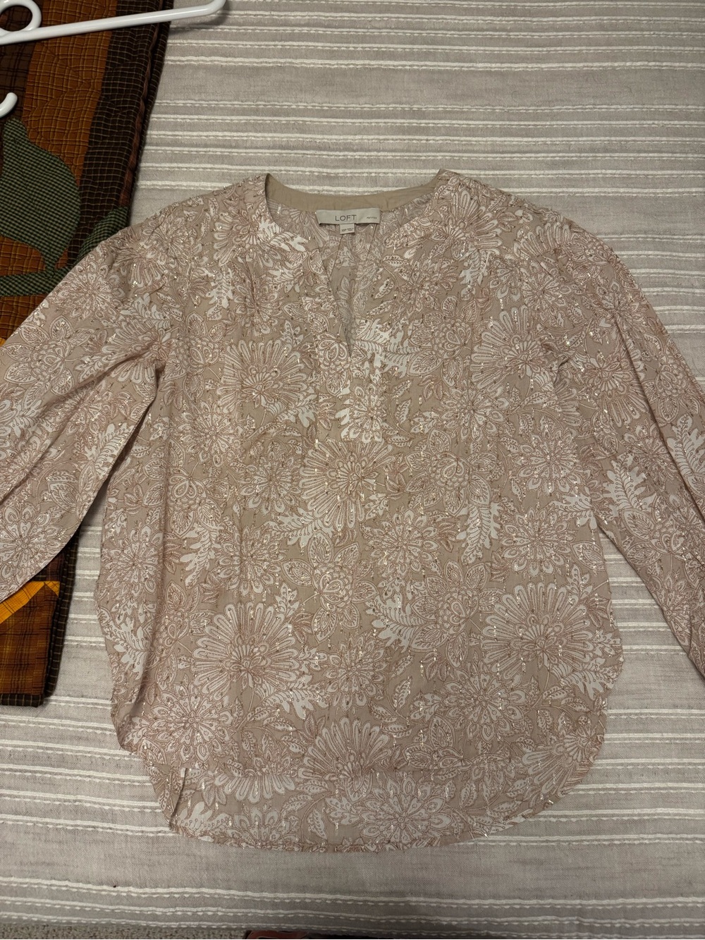 Loft Blush Floral Long Sleeve Blouse never worn